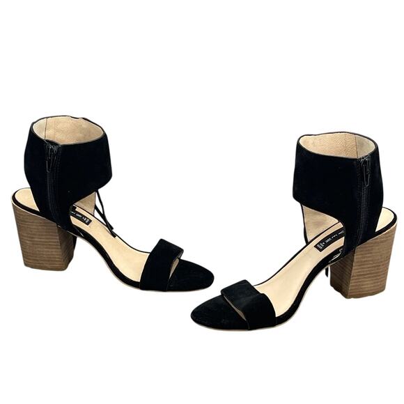 Steve Madden Luisa Black Suede Fringe Block Heel Dressy Sandal Women 9B - Picture 5 of 12